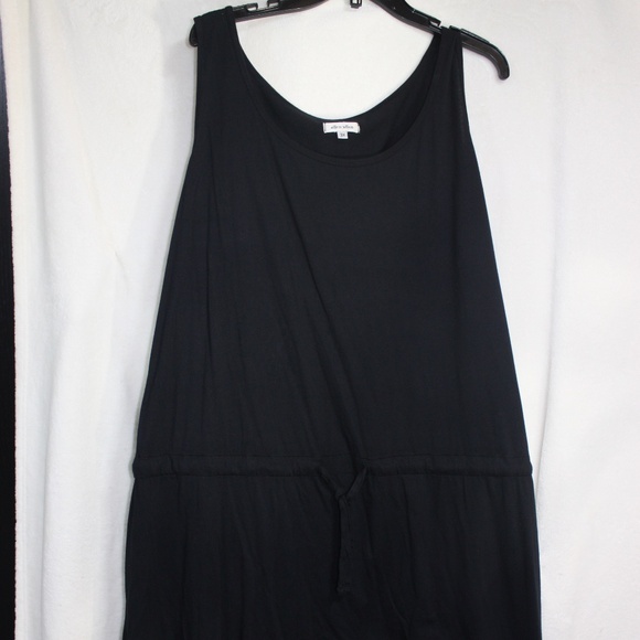 Allen Allen Womens Dress 3X Black Cotton Sleeveless Drawstring Waist Knee Length - Picture 1 of 6